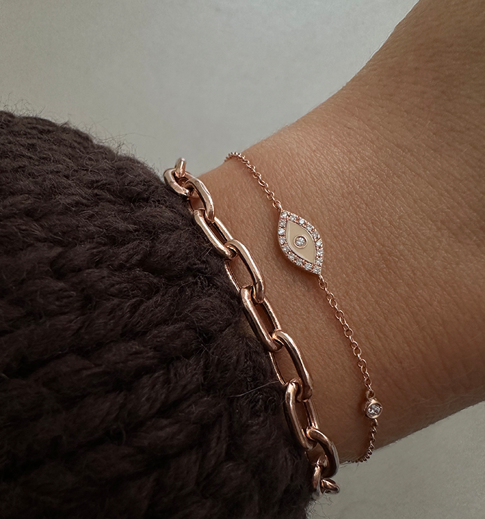 Rose Gold Eye Bracelet with Powder Enamel and Diamond Setting EYE & DIAMOND BRACELET