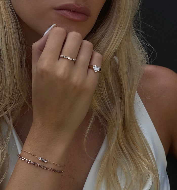 PINKY LEV HEART SIGNET DIAMONDS RING
