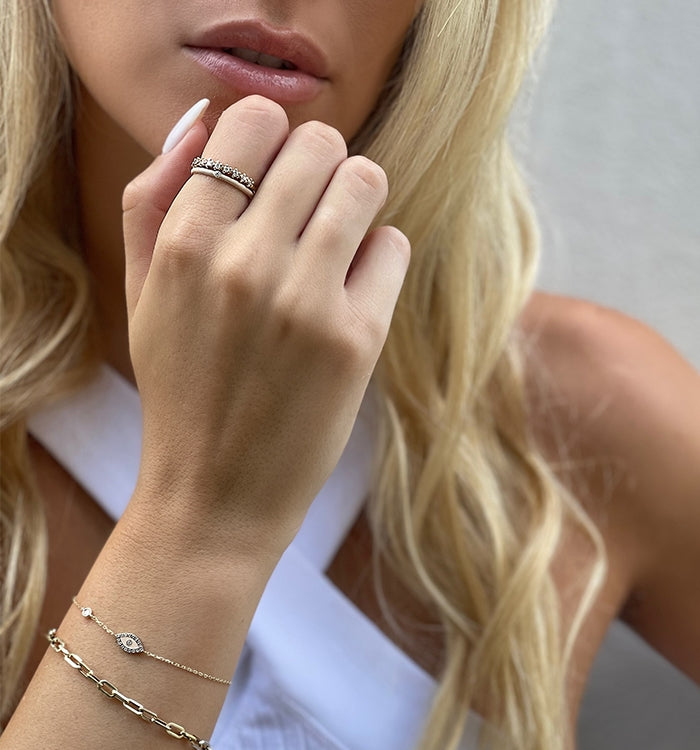 Rose Gold Eye Bracelet with Powder Enamel and Diamond Setting EYE & DIAMOND BRACELET