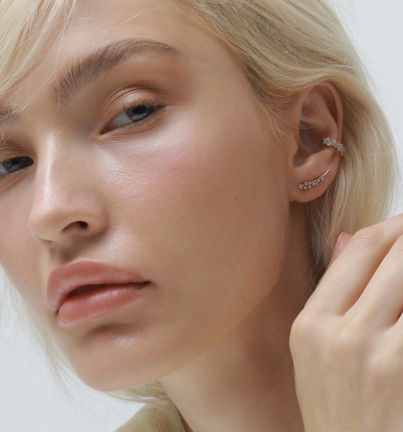 Rose Gold Ear Cuff (No Piercing) Set with Diamonds ARIEL EAR CUFF WITH DIAMONDS