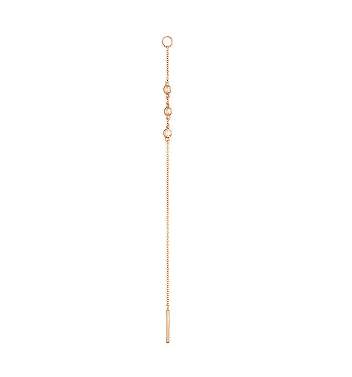 Rose Gold Hanging Chain Earring Set with Diamonds THREE DIAMONDS EARRING CHARMS