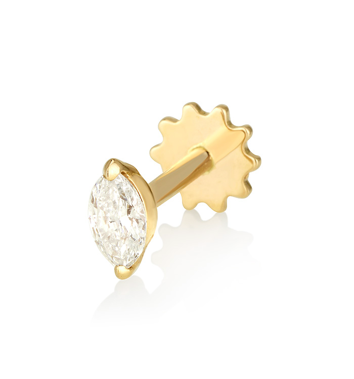 MARQUISE SHAPE LAB DIAMOND PIERCING LABRET 0.15CT