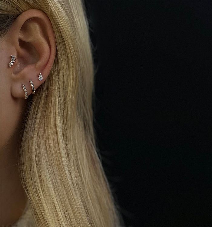 BALLS DIAMONDS HUGGIE EARRING