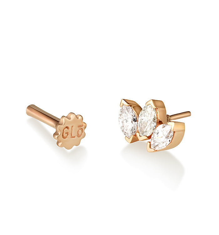 LOTUS MARQUISE DIAMONDS PIERCING EARRING