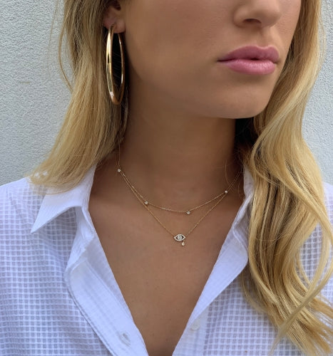 Rose Gold Choker Necklace Set with Five Diamonds MUST HAVE NECKLACE
