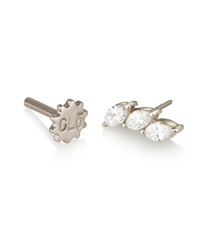 MARQUISE TULIP DIAMONDS PIERCING EARRING