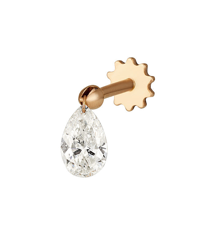 DRILLED DROP SHAPE LAB DIAMOND PIERCING LABRET 0.60CT