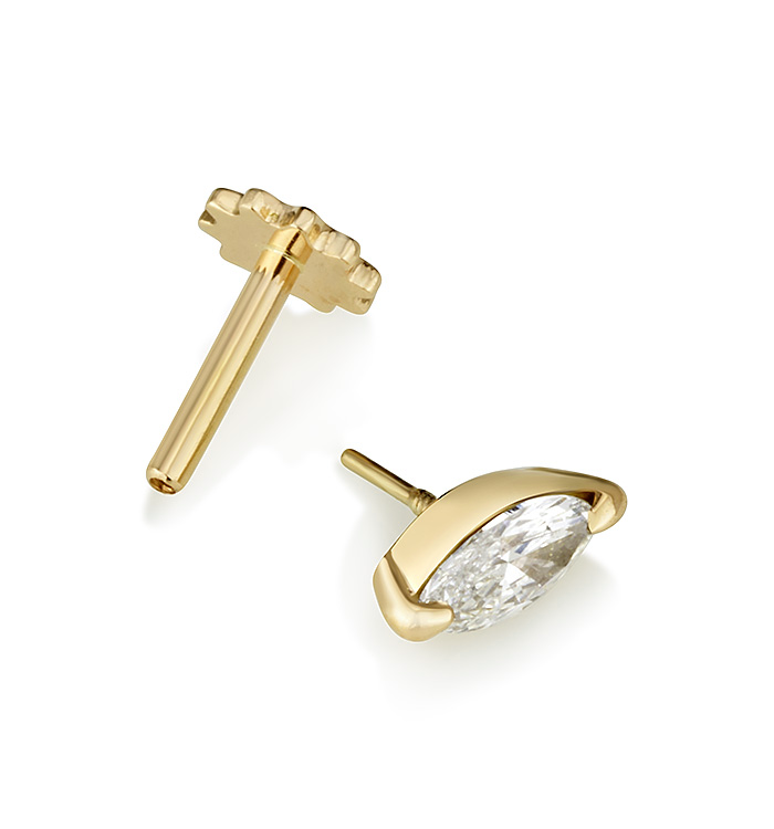 MARQUISE SHAPE LAB DIAMOND PIERCING LABRET 0.15CT