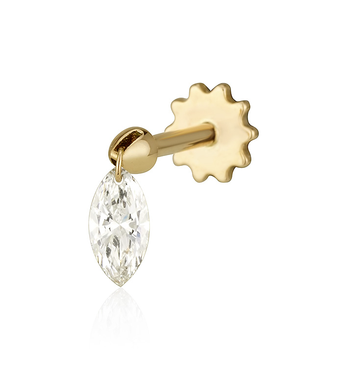 MARQUISE DRILLED LAB DIAMOND PIERCING EARRING 0.25CT