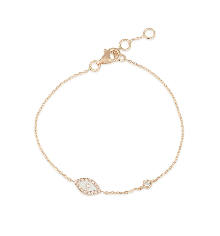 Rose Gold Eye Bracelet with White Enamel and Diamond Setting EYE & DIAMOND BRACELET