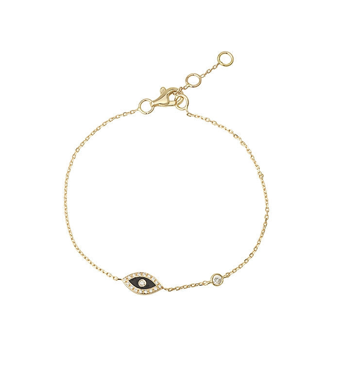 Yellow Gold Eye Bracelet with Black Enamel and Diamond Setting EYE & DIAMOND BRACELET