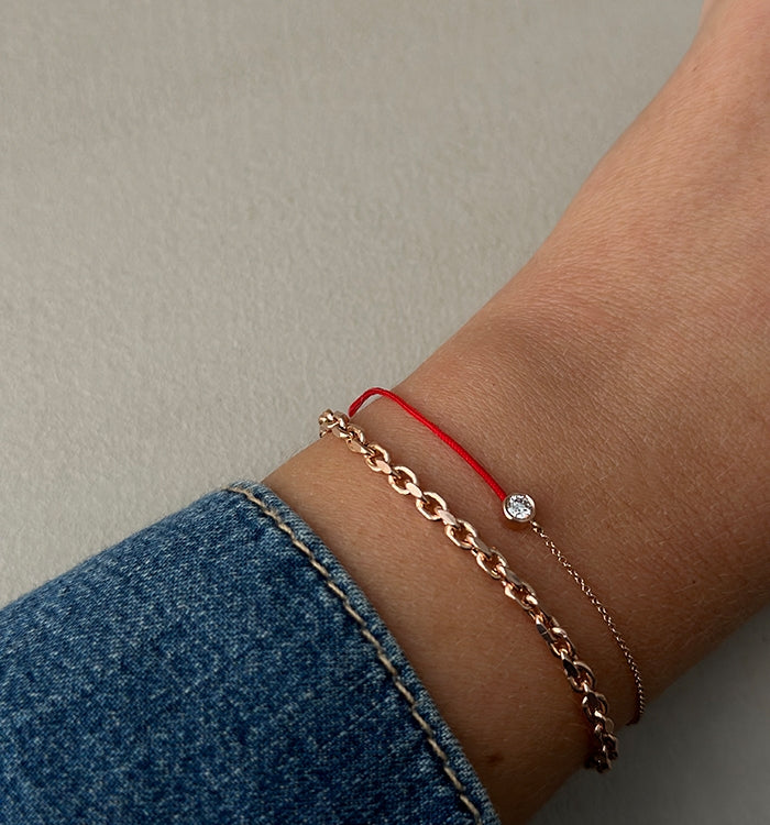 White Gold Red String Bracelet Set with Diamond MUST RED BRACELET