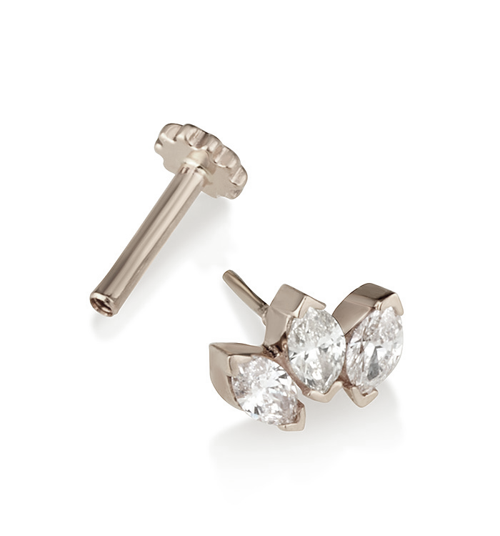 LOTUS MARQUISE DIAMONDS PIERCING EARRING