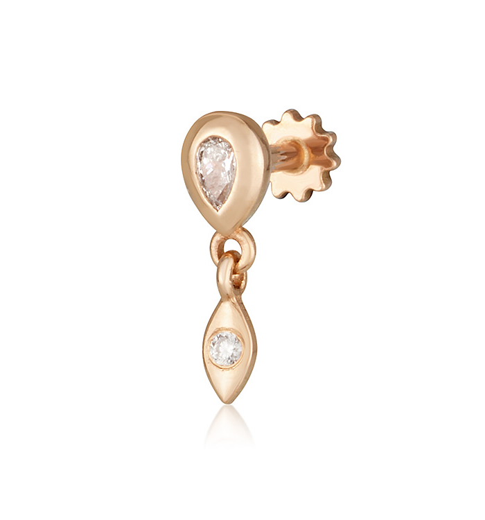 Rose Gold Piercing Earring Set with Diamonds MARIN NO.2 PIERCING LABRET