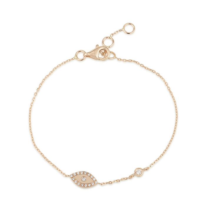Rose Gold Eye Bracelet with Powder Enamel and Diamond Setting EYE & DIAMOND BRACELET