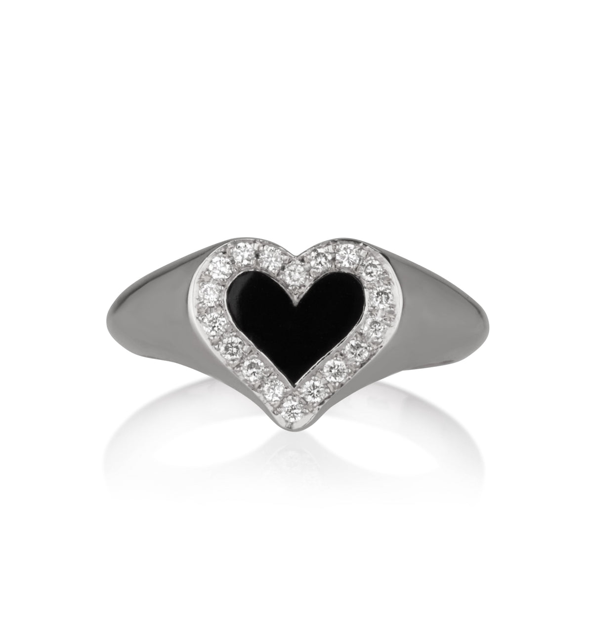 PINKY LEV HEART SIGNET DIAMONDS PINKY RING