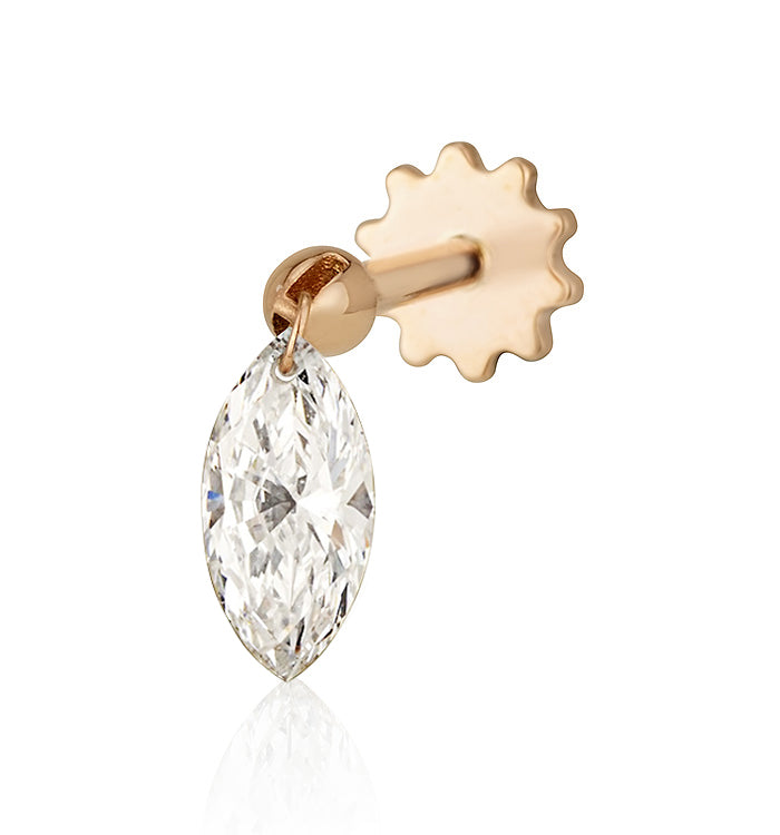 MARQUISE DRILLED LAB DIAMOND PIERCING EARRING 0.35CT