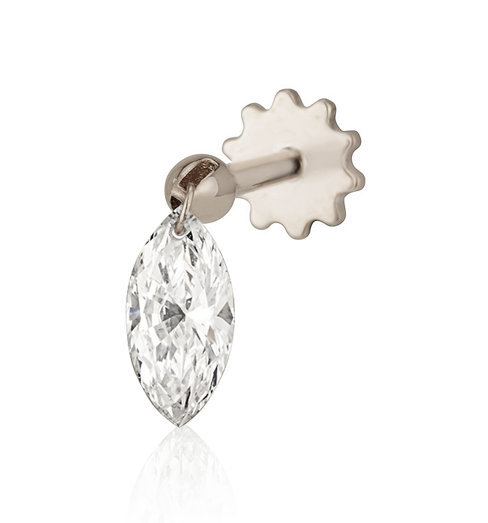 MARQUISE DRILLED LAB DIAMOND PIERCING EARRING 0.35CT