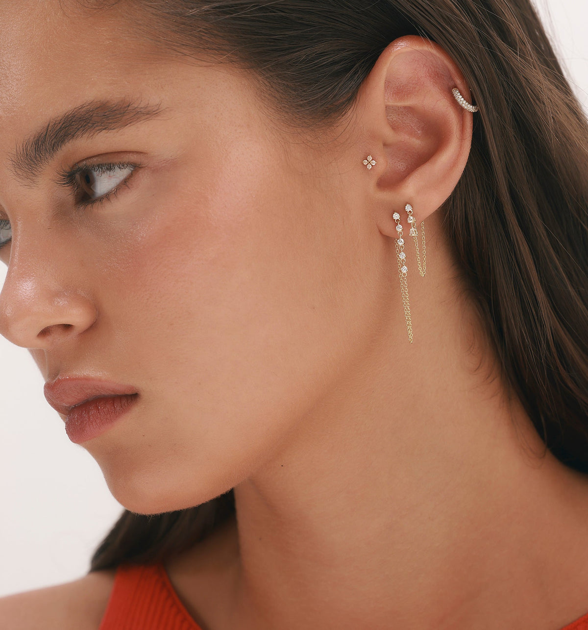 FOUR DIAMONDS PIERCING LABRET EARRING