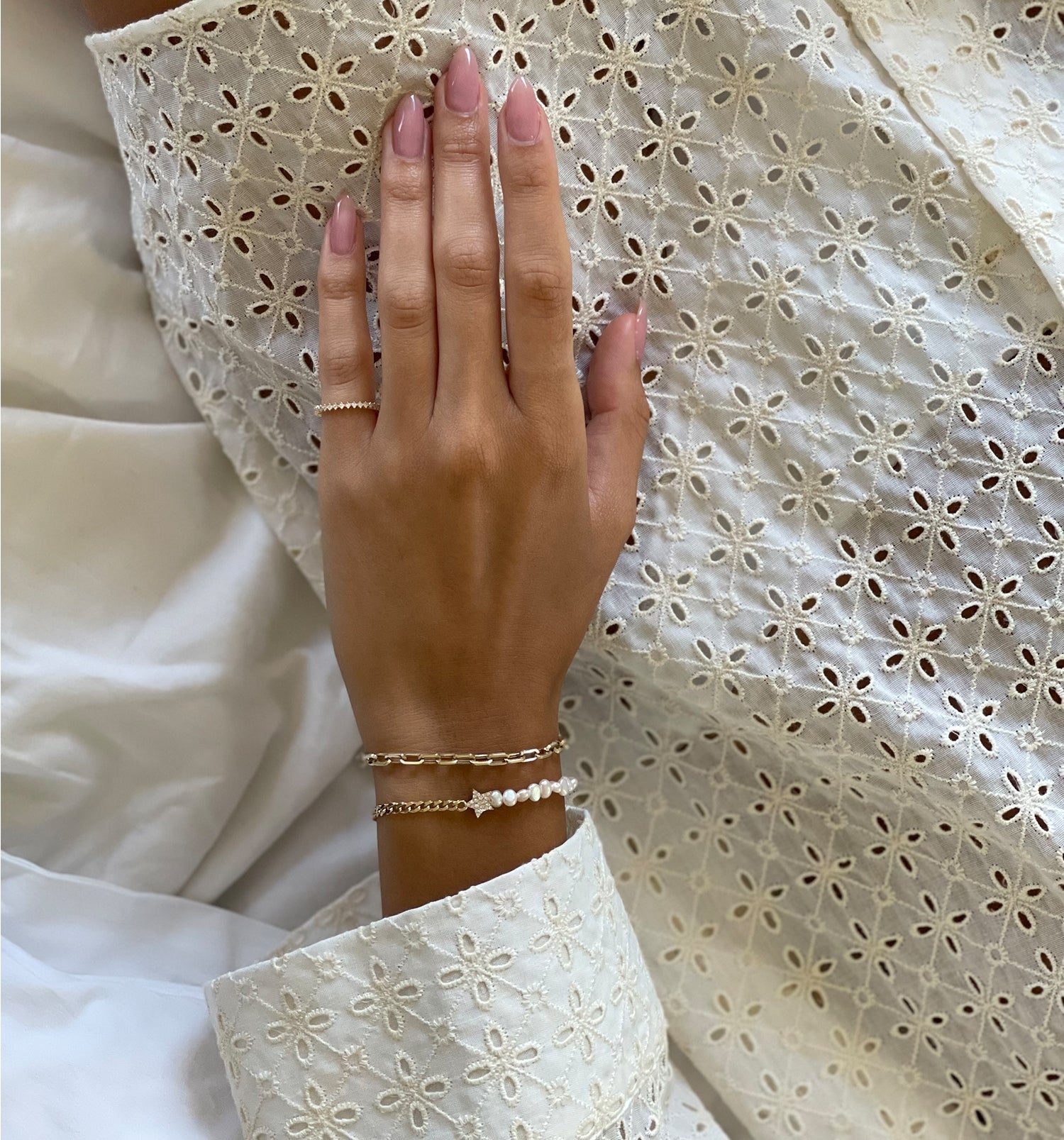 Yellow Gold Thin Pinky Ring Set with Diamonds PINKY THIN CROWN RING