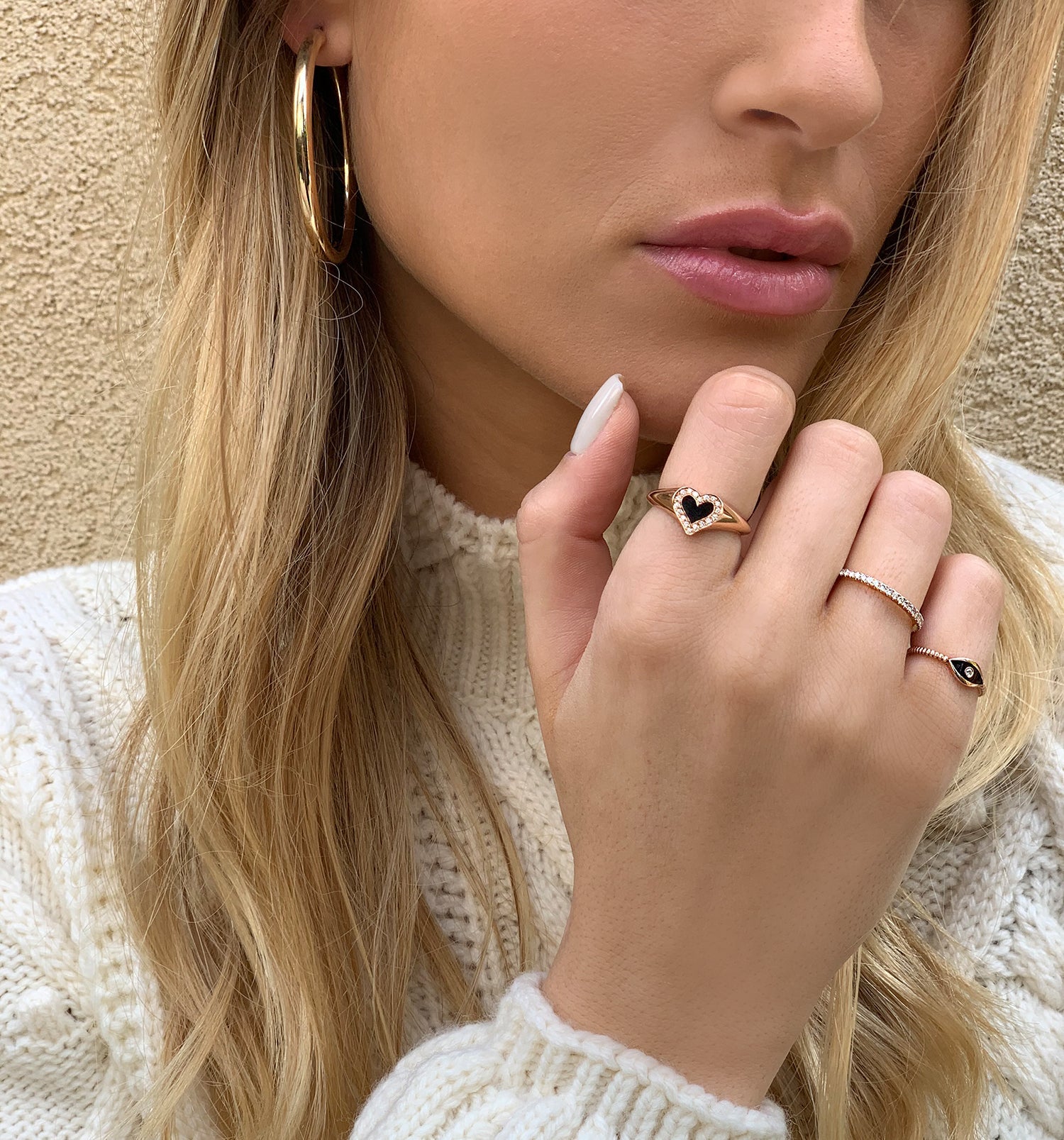 LEV HEART SIGNET DIAMONDS RING