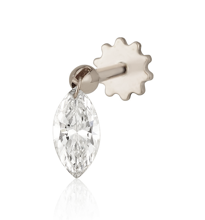 MARQUISE DRILLED LAB DIAMOND PIERCING EARRING 0.45CT