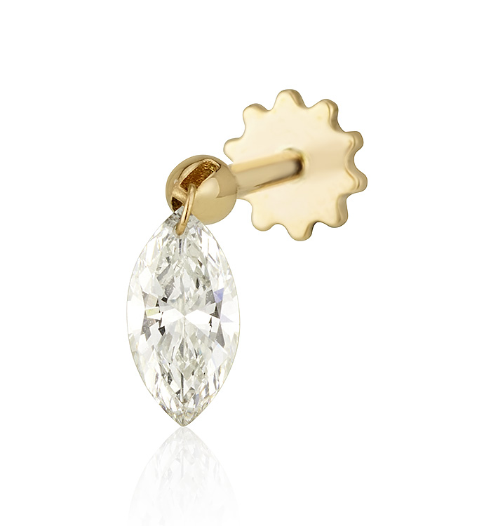 MARQUISE DRILLED LAB DIAMOND PIERCING EARRING 0.45CT