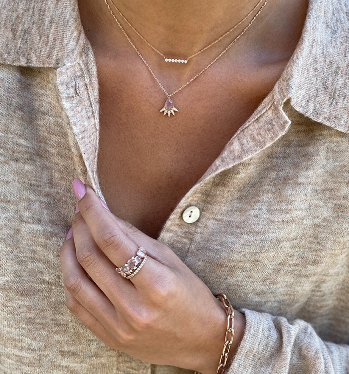 Rose Gold Necklace Set with Seven Diamonds SEVEN NECKLACE