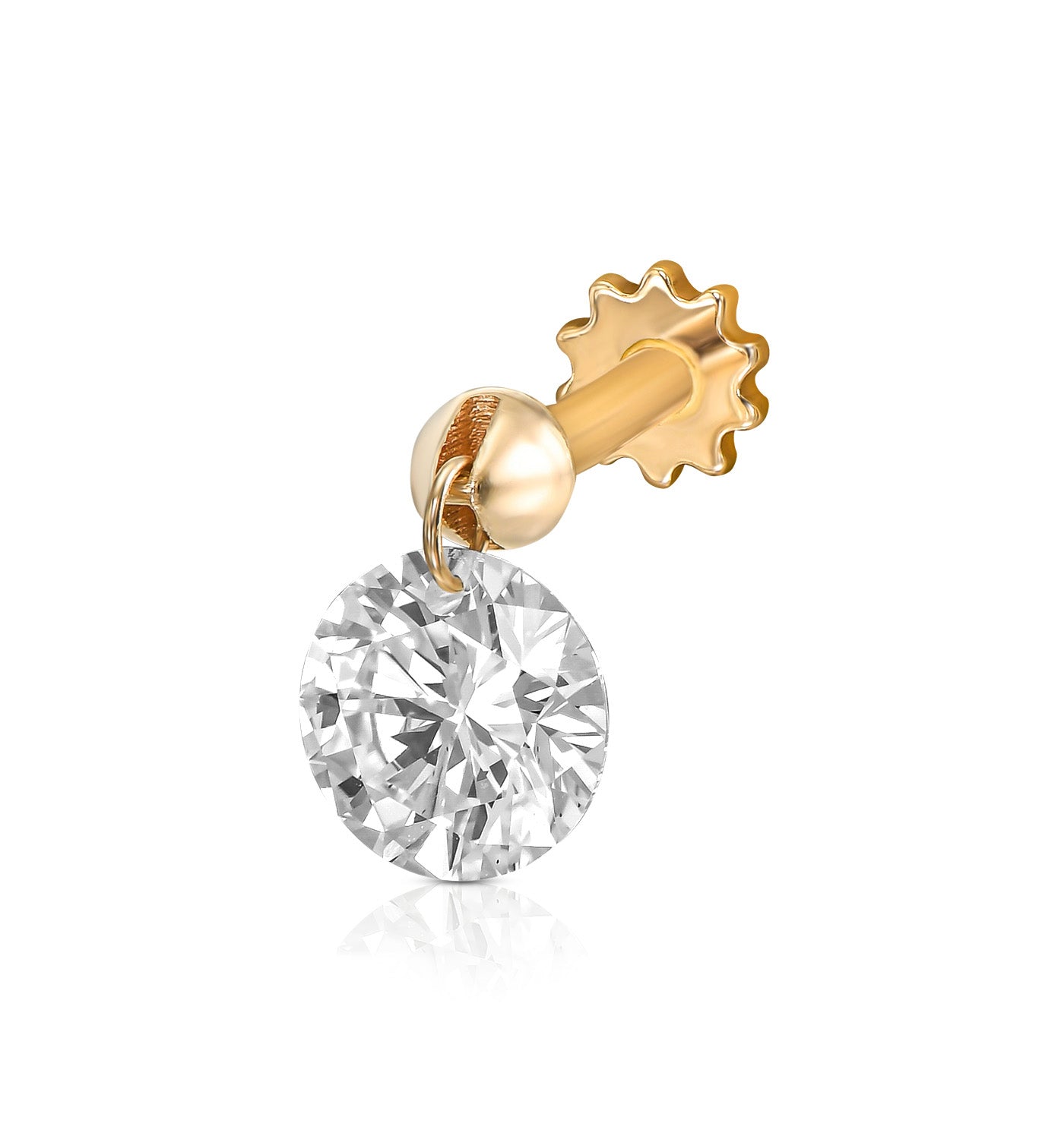 DRILLED ROUND SHAPE LAB DIAMOND PIERCING LABRET 0.50CT