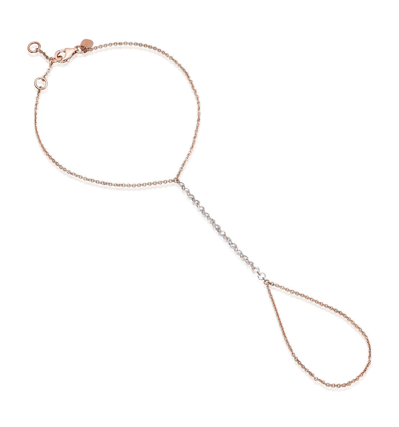 צמיד כף יד צמיד אצבע זהב 14K משובץ יהלומים טבעיים קדוחים