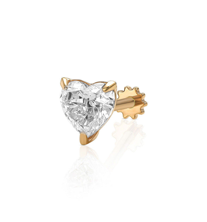 HEART SHAPE LAB DIAMOND PIERCING LABRET 0.55CT