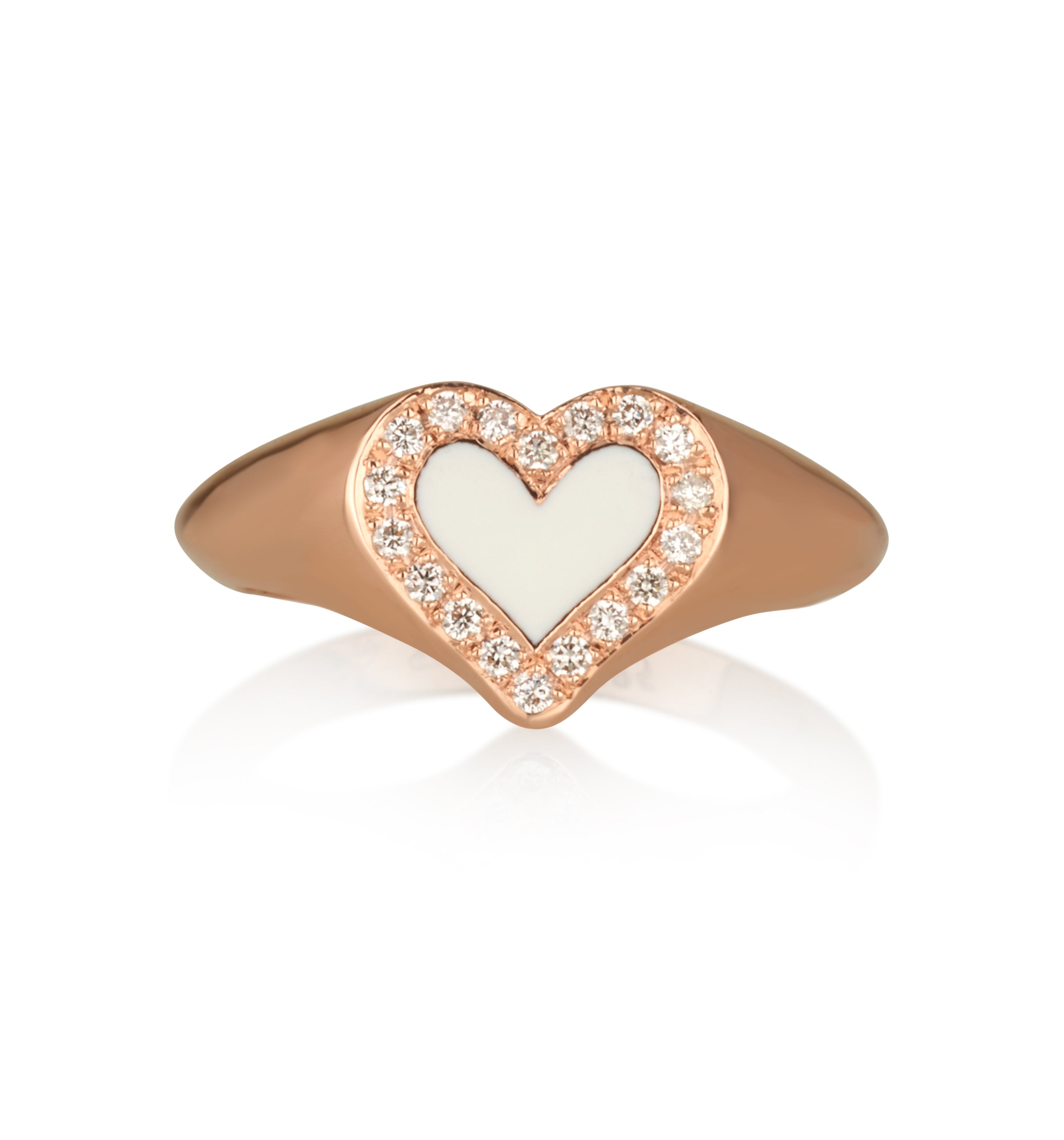 LEV HEART SIGNET DIAMONDS RING