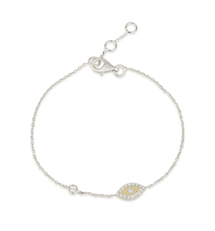 White Gold Eye Bracelet with Apple Enamel and Diamond Setting EYE & DIAMOND BRACELET