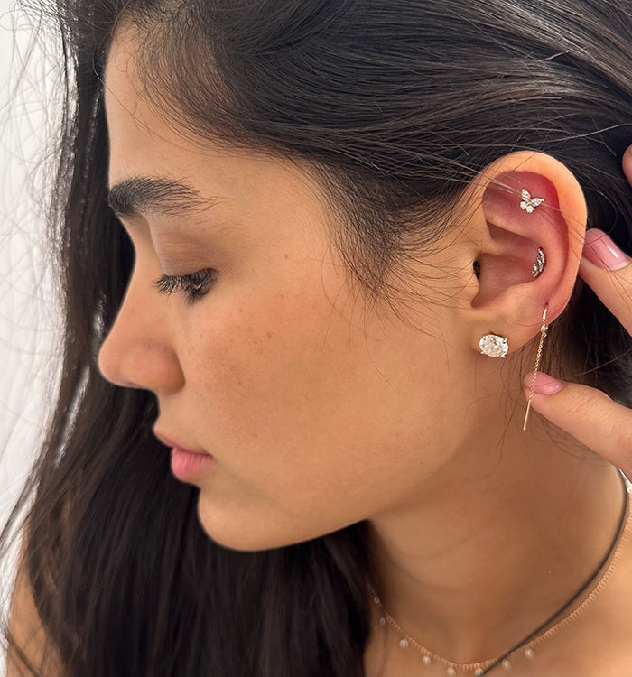 Rose Gold Butterfly Piercing Set with Diamonds BUTTERFLY PIERCING LABRET