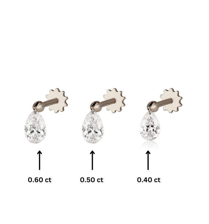 DRILLED DROP SHAPE LAB DIAMOND PIERCING LABRET 0.50CT