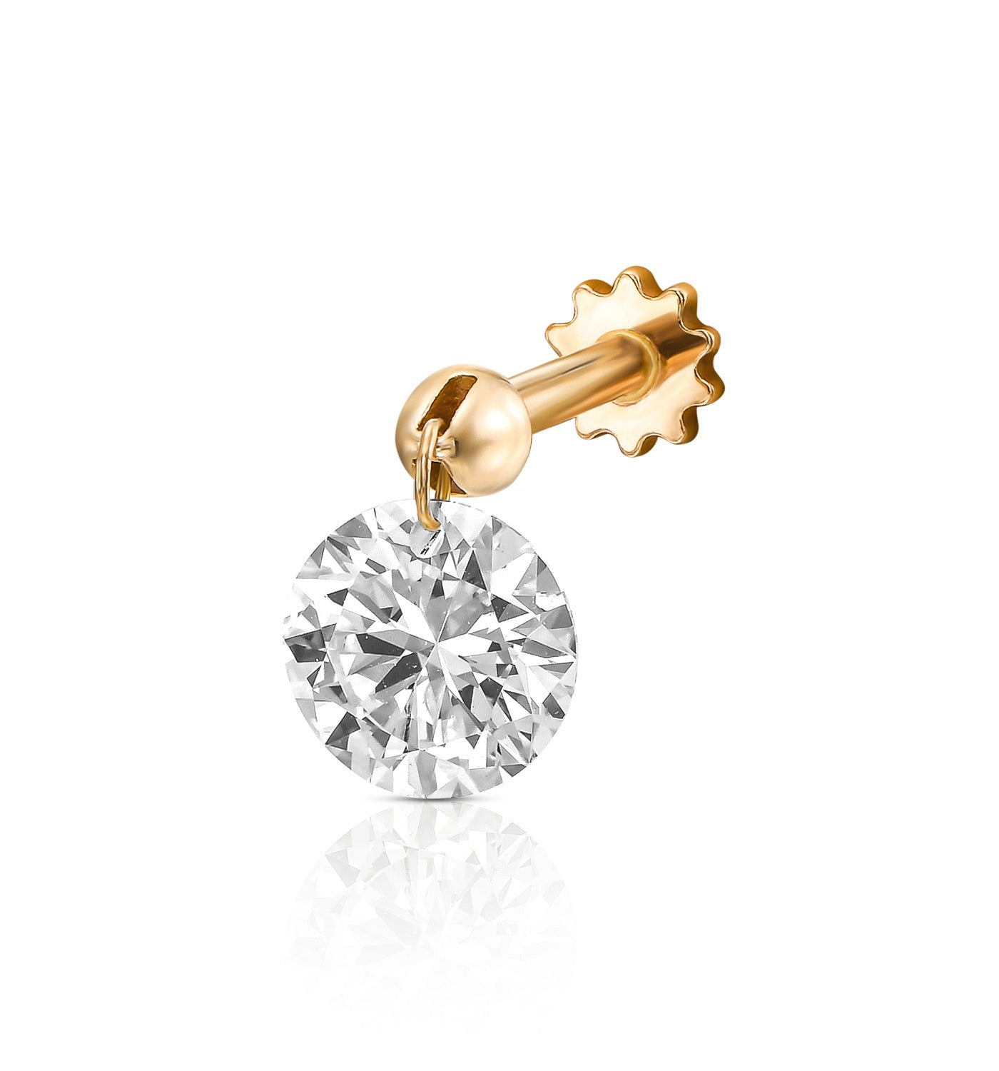 DRILLED ROUND SHAPE LAB DIAMOND PIERCING LABRET 0.70CT