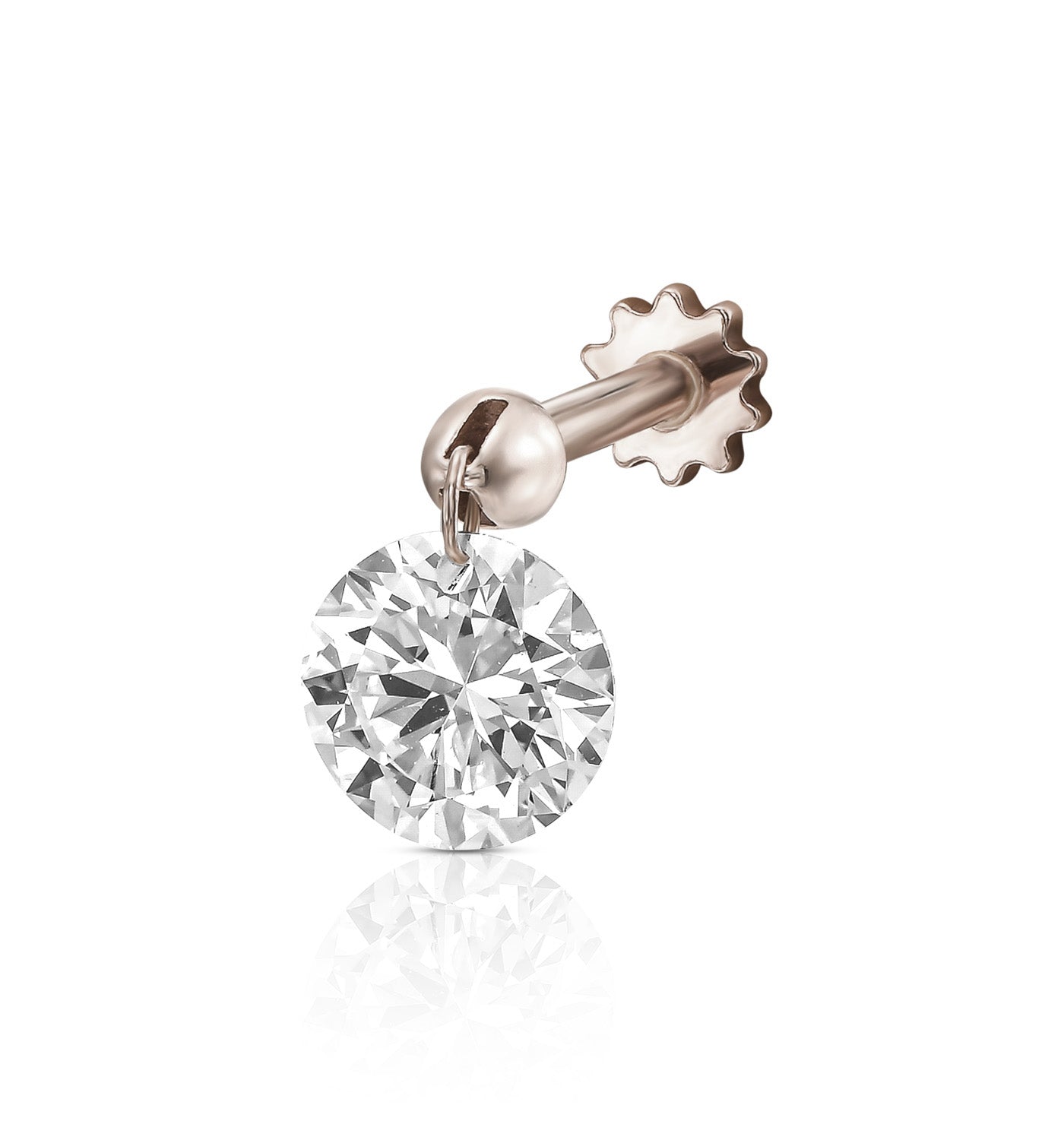 DRILLED ROUND SHAPE LAB DIAMOND PIERCING LABRET 0.70CT