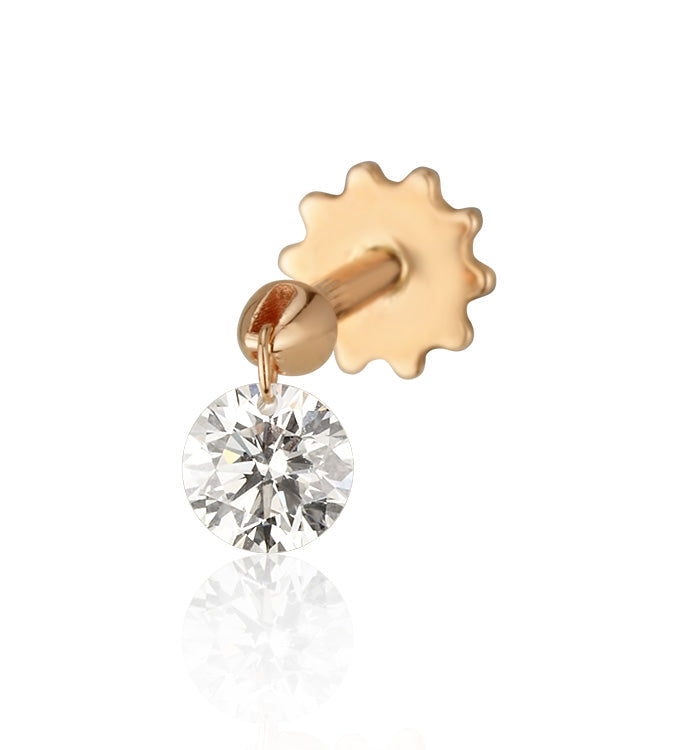 DRILLED ROUND SHAPE LAB DIAMOND PIERCING LABRET 0.30CT