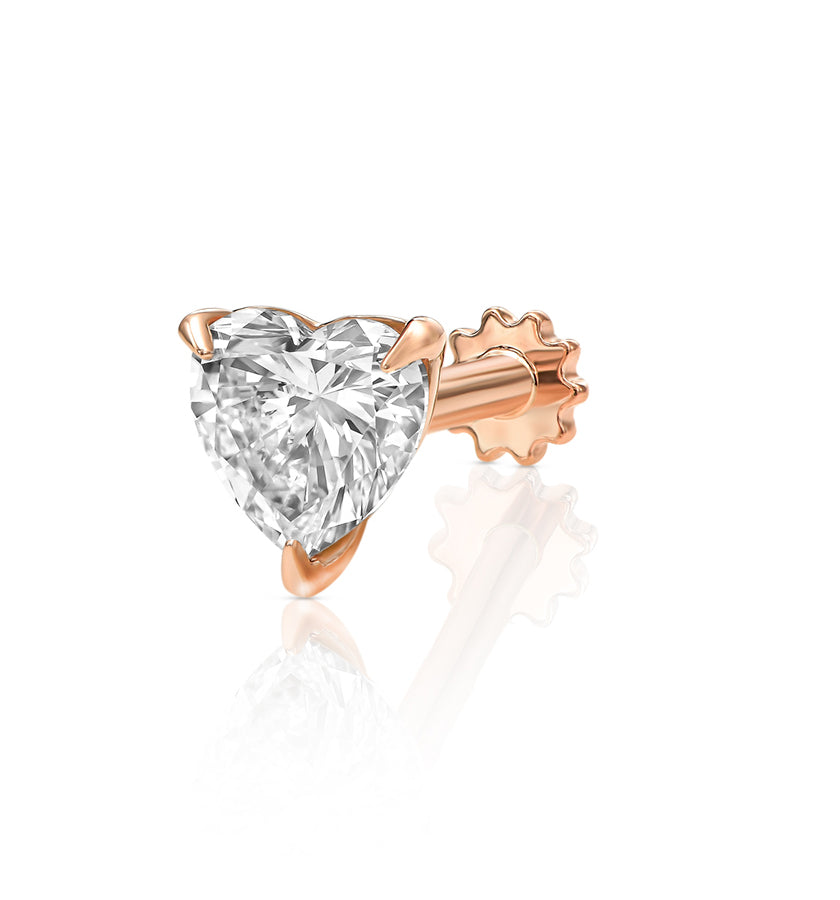 HEART SHAPE LAB DIAMOND PIERCING LABRET 0.75CT