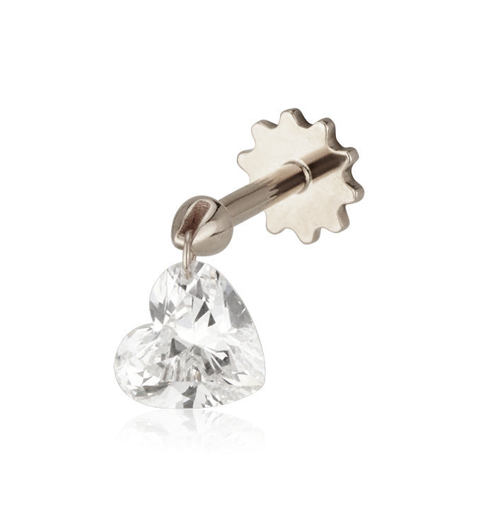 DRILLED HEART SHAPE LAB DIAMOND EARRING 0.75CT