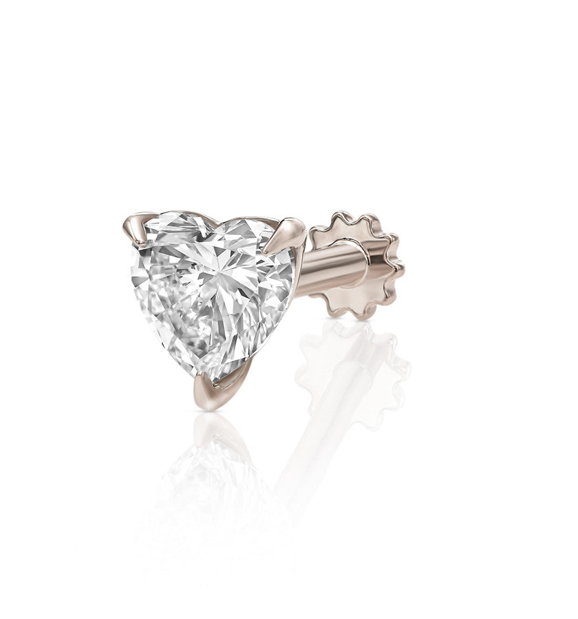 HEART SHAPE LAB DIAMOND PIERCING LABRET 0.75CT
