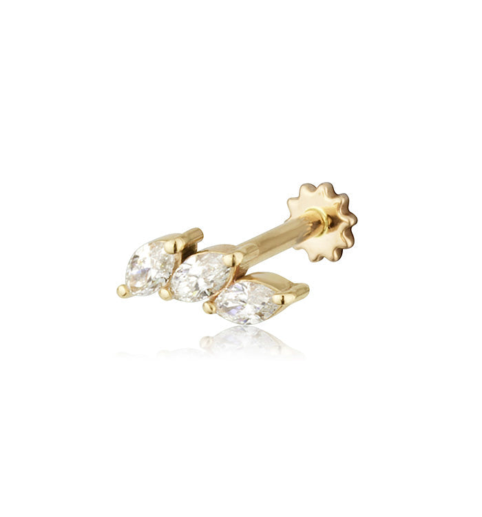 MARQUISE TULIP DIAMONDS PIERCING EARRING