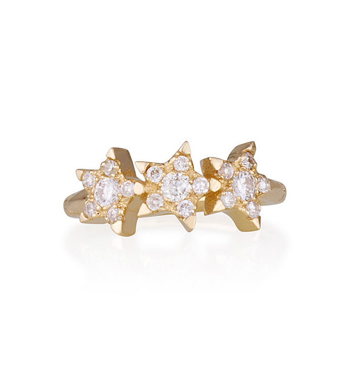 THREE STAR DIAMONDS PIERCING CLICKER EARRING