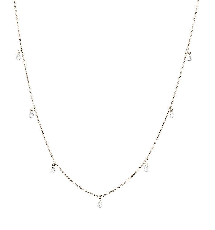 SEVEN DRILLED DROP SHAPE LAB DIAMONDS NECKLACE