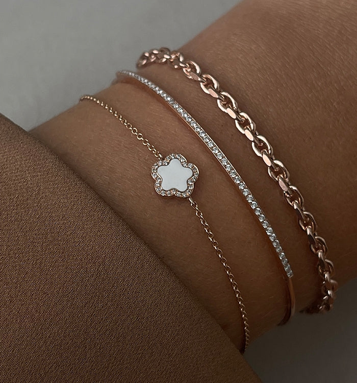 Rose Gold Flower Bracelet Set with Diamonds FLOWER DIAMONDS BRACELET