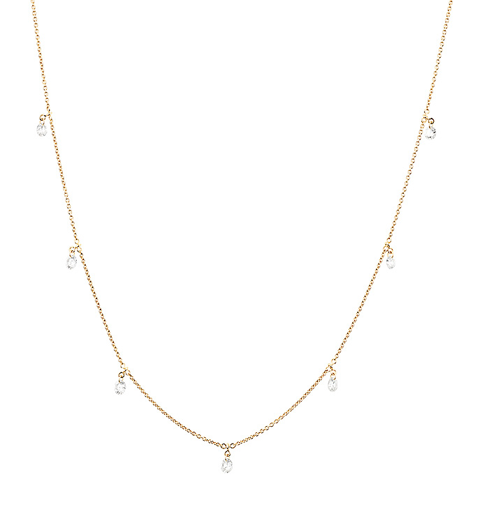 SEVEN DRILLED DROP SHAPE LAB DIAMONDS NECKLACE