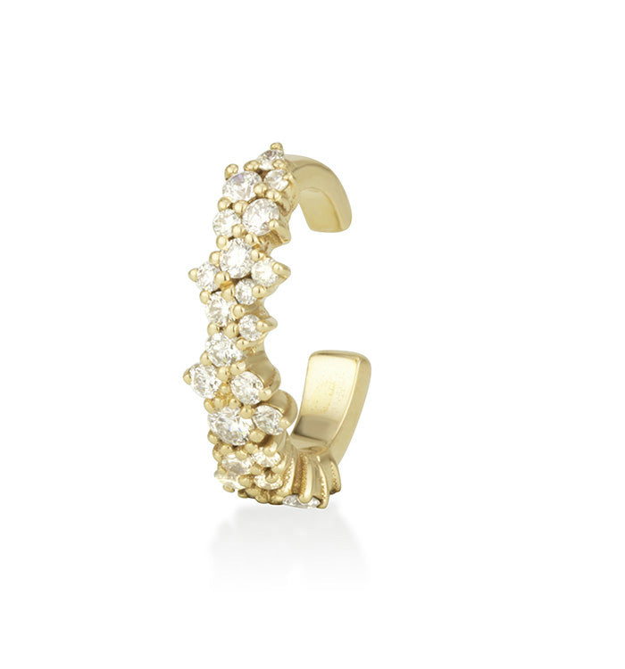 Yellow Gold Ear Cuff (No Piercing) Set with Diamonds Ariel Ear Cuff with Diamonds