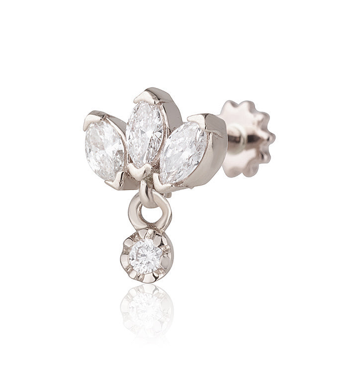 LOTUS MARQUISE DROP DIAMONDS PIERCING EARRING