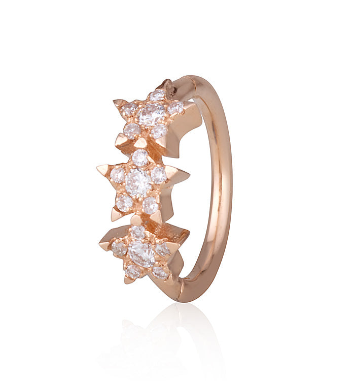 THREE STAR DIAMONDS PIERCING CLICKER EARRING