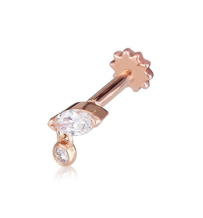 Rose Gold Piercing Set with Marquise Diamond MARQUISE DIAMOND PIERCING LABRET NO. 2